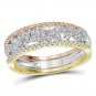 3-Piece Stackable Classic Diamond Wedding Band Set Women's 10k White Yellow Rose