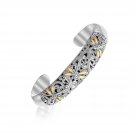Womens 18k Yellow Gold & Sterling Silver Slim Open Bangle with Dragonfly Motifs