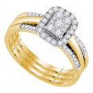 14k Yellow Gold Round Diamond Amour Bridal Wedding Engagement Ring Band Set 1/2