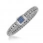 Sterling Silver Blue Sapphire Designed Braided Men's Bracelet