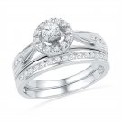 10kt White Gold Round Diamond Bridal Wedding Engagement Ring Band Set 1/2 Ctw