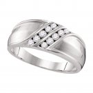 10k White Gold Mens Round Diamond Double Row Wedding Band Ring 1/3 Cttw