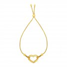 Adjustable Bracelet with Shiny Open Heart in 14k Yellow Gold