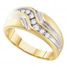 0.25 CT CARAT MENS STYLISH DIAMOND WEDDING BAND RING 10K YELLOW GOLD SIZE 8-13