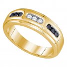 10k Yellow Gold Mens Black Color Enhanced Diamond Wedding Anniversary Band Ring