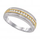 10k Two-tone Gold Mens Round Diamond Wedding Anniversary Band Ring 1/4 Ctw