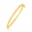 Real Solid 14k Yellow Gold Children's Bangle with Spiral Motif Style Bracelet