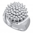 10k White Gold Womens Round Diamond Cluster Fashion Ring 2.00 Cttw