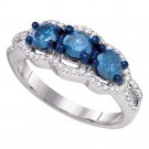 10k White Gold Round Diamond 3-stone Bridal Wedding Engagement Ring 1-1/5 Ctw