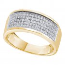 10k Yellow Gold Mens Round Diamond Micropave Wedding Anniversary Band Ring 1/3