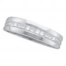Mens Diamond Band Wedding Anniversary Ring Princess Cut 1.00 Ctw 14k White Gold