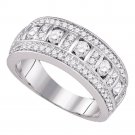 14k White Gold Womens Round Channel-set Diamond Triple Row Band 1.00 Cttw