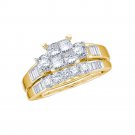 14kt Yellow Gold Princess Diamond Bridal Wedding Engagement Ring Set 1.00 Ctw