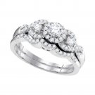 10k White Gold Round Diamond Bridal Wedding Engagement Ring Band Set 5/8 Cttw