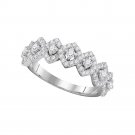 14k White Gold Womens Round Diamond Diagonal Square Single Row Band 1.00 Cttw