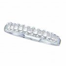 14k White Gold Womens Princess Prong-set Diamond Single Row Wedding Band 1/2