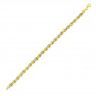 14k Two-Tone Gold Woven Heart Textured Link Bracelet