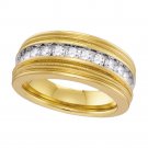 Mens Round Diamond Band Wedding Anniversary Ring 1.00 Ctw 10k Solid Gold