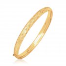 Solid 14k Yellow Gold Diamond Cut Design Dome Motif Children's Bangle Bracelet