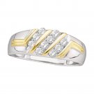 10k Two-tone Gold Mens Round Diamond Band Wedding Anniversary Ring 1/2 Ctw