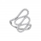 18k White Gold Womens Round Diamond Openwork Single Row Cascading Ring 1/2 Cttw