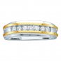 14k White Two-tone Gold Mens Round Channel-set Diamond Wedding Band 1/4 Cttw