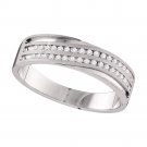 10k White Gold Round Diamond 2-Row Wedding Anniversary Band Ring 1/4 Ctw