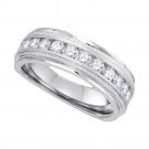 MENS DIAMOND WEDDING ANNIVERSARY BAND RING ROUND CUT 10K WHITE GOLD 0.25 CT