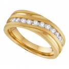 0.25 CT MENS STYLISH SOLID 10K YELLOW GOLD DIAMOND WEDDING BAND RING SIZE 8-13