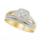 10k Yellow Gold Princess Diamond Bridal Wedding Engagement Ring Band Set 1/2 Ctw
