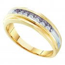1/4 CT Carat 10k Yellow Two-tone Gold Mens Diamond Wedding Band RING All Sizes