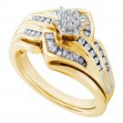 10kt Yellow Gold Round Diamond Bridal Wedding Engagement Ring Band Set 3/8 Ctw