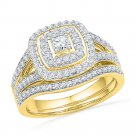 10kt Yellow Gold Round Diamond Bridal Wedding Engagement Ring Band Set 5/8 Ctw