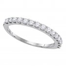 14kt White Gold Womens Round Pave-set Diamond Single Row Wedding Band 1/2 Cttw