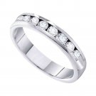 14k White Gold Womens Round Channel-set Diamond Wedding Band 1/4 Cttw