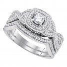 Women's 0.5 CT Diamond ENGAGEMENT Ring WEDDING Band Bridal Set 10k White Gold