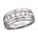 10k White Gold Mens Round Diamond Band Wedding Anniversary Ring 7/8 Ctw
