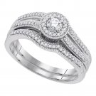 10k White Gold Round Diamond Bridal Wedding Engagement Ring Band Set 1/3 Cttw