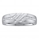 10k White Gold Mens Round Channel-set Diamond Triple Row Wedding Band Ring 1/8
