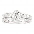 Gorgeous Women's 14k White Gold 0.5 CT Diamond Wedding BAND Engagement RING Set