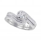 3/8 Ct Princess CUT Natural Diamond Bridal Wedding Engagement Ring SET 10k Gold