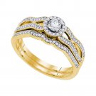 10k Yellow Gold Round Diamond Bridal Wedding Engagement Ring Band Set 3/8 Ctw
