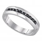 Mens Comfort Fit Black Diamond Wedding BAND RING 0.53 CT Carat 10k White Gold