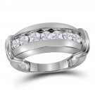 1.00 CT Men's Genuine Diamond Wedding Band RING Solid 14k White Gold Size 8-13