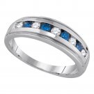10k Yellow Gold Round Blue Color Enhanced Diamond Wedding Anniversary Ring 1/2