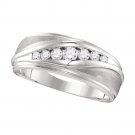 10k White Gold Mens Round Diamond Band Wedding Anniversary Ring 3/8 Ctw