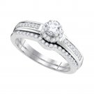 10k White Gold Round CUT Womens 0.5ct Diamond Engagement Ring Wedding Band Set