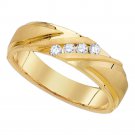 0.15 CT MENS DIAMOND CHANNEL SET WEDDING BAND RING 10K YELLOW GOLD SIZE 8-13