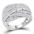 10kt White Gold Womens Baguette Round Diamond Crossover Strand Band Ring