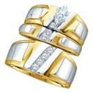 10k Yellow Gold His & Her Marquise Diamond Matching Bridal Wedding Ring Set